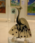 Le paon, panneau décoratif 56 cm x 40 cm