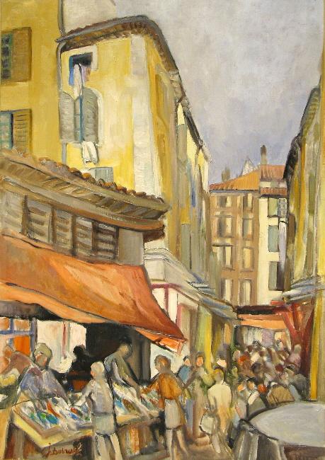 Le vieux Toulon 10, la poissonnerie Huile sur toile 92 cm x 60 cm