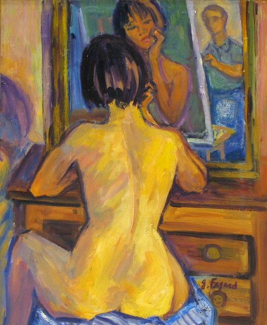 Pose devant le miroir Huile sur toile 73 cm x 60 cm