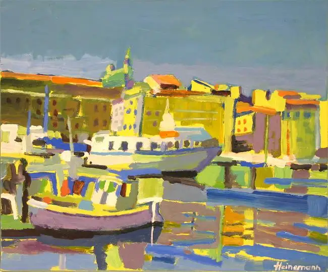 Le port de Marseille, Notre-Dame de la Garde Acrylique sur toile 54 cm x 65 cm