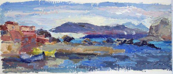 Petit Port Mjean Huile sur carton 22 cm x 35 cm