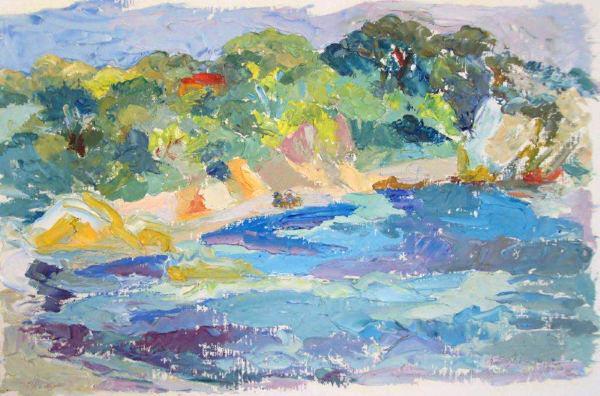San Peyre en hiver Huile sur carton 27 cm x 35 cm
