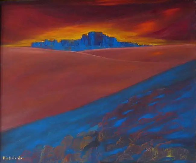 La forteresse bleue Huile sur toile 54 cm x 65 cm