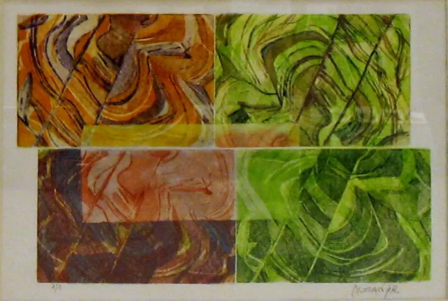 10 - Strates Aquatinte et collage couleur 38 cm x 52 cm