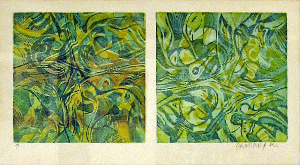 4 - Empreinte Aquatinte et eau forte couleur 38 cm x 59 cm
