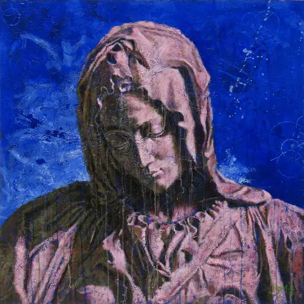 2 - Pieta d'apr�s Michel Ange Acrylique sur toile 120 cm x 120 cm