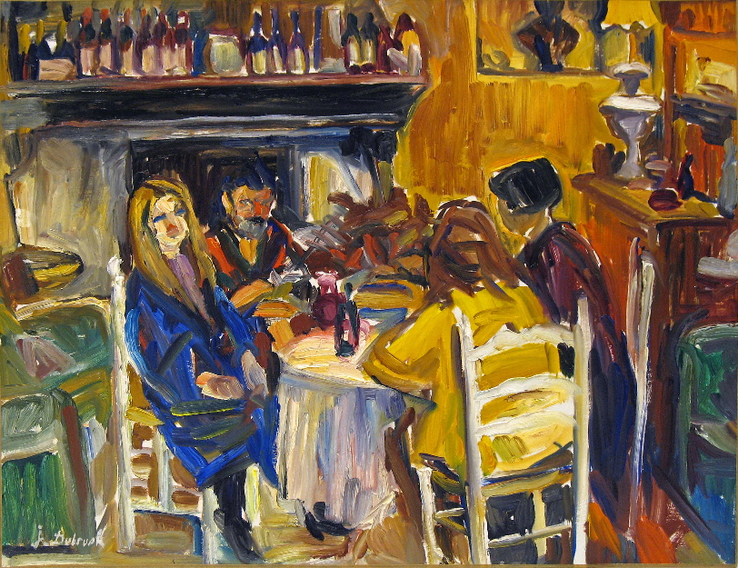 2 - Diner au vieux mas Huile sur toile 50 cm x 65 cm
