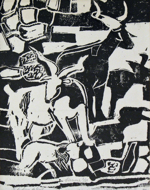 2 - Les chvres du RoveLino Gravure 46 cm x 38 cm
