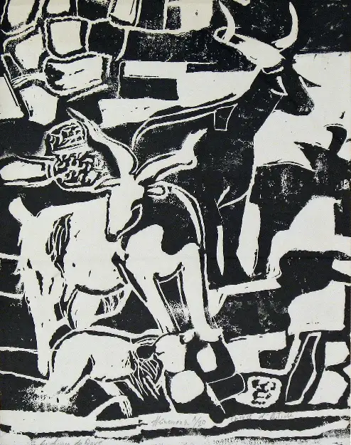 2 - Les ch�vres du RoveLino Gravure 46 cm x 38 cm