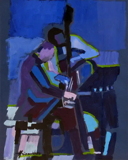 4 - Trio bleu Acrylique sur papier Acrylique sur papier 49 cm x 39 cm