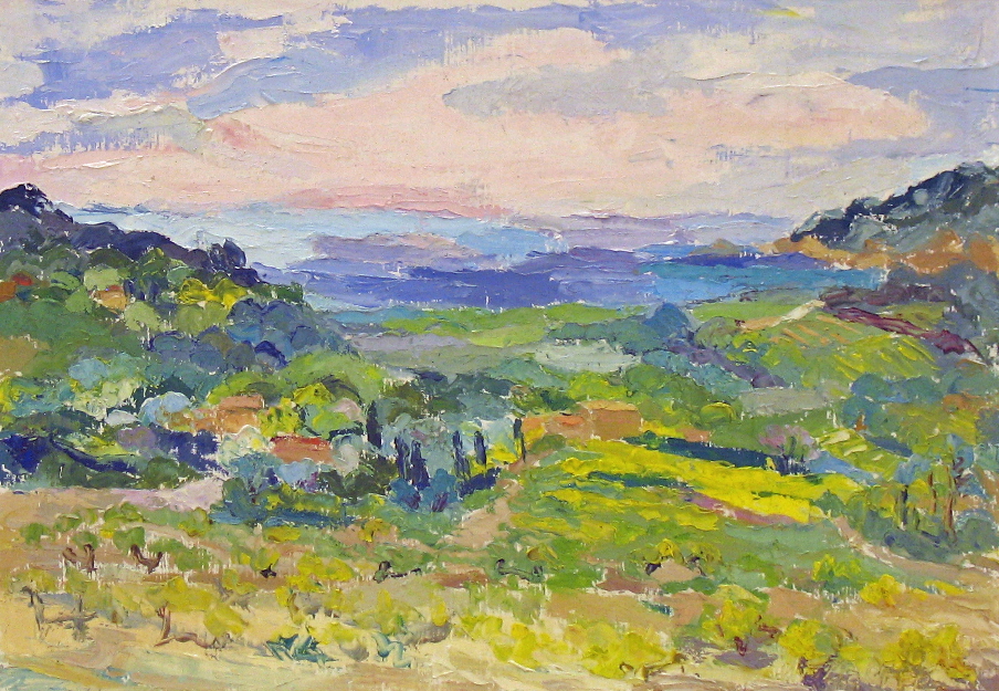 14-Vigne de Saint Tropez huile sur carton 38 cm x 5 cm