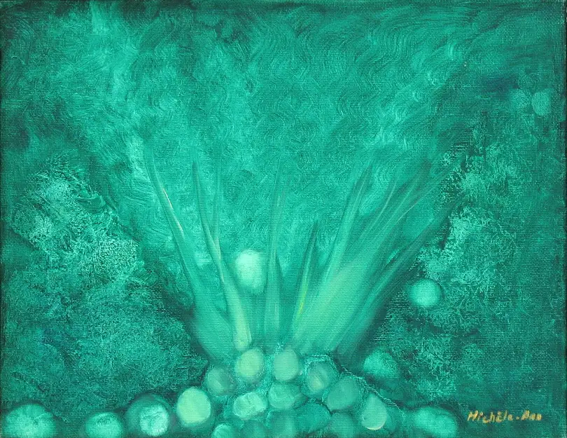 1- Au fond du lac huile sur toile 27 cm x 35 cm