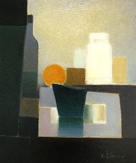 10- Nature morte a l'orange huile sur toile 55 cm x 46 cm