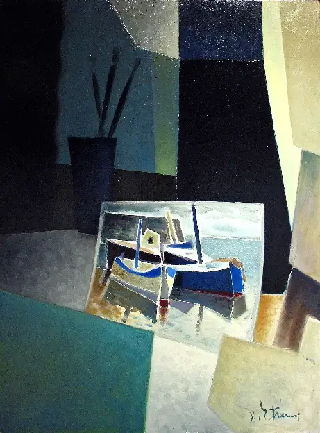 9- Marine dans l'atelier huile sur toile 73 cm x 54 cm