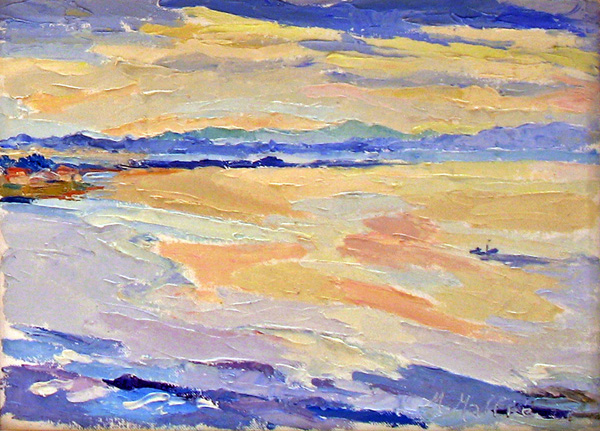 6- Petit matin calme huile sur carton 33 cm x 46 cm