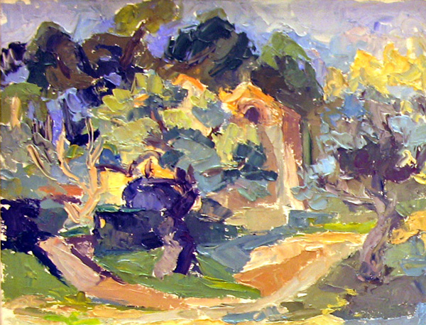 7- Mas en fort Huile sur carton 35 cm x 46 cm