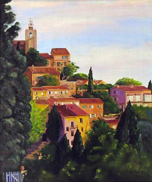 3- Village dans le ciel Huile sur toile 55 cm x 46 cm