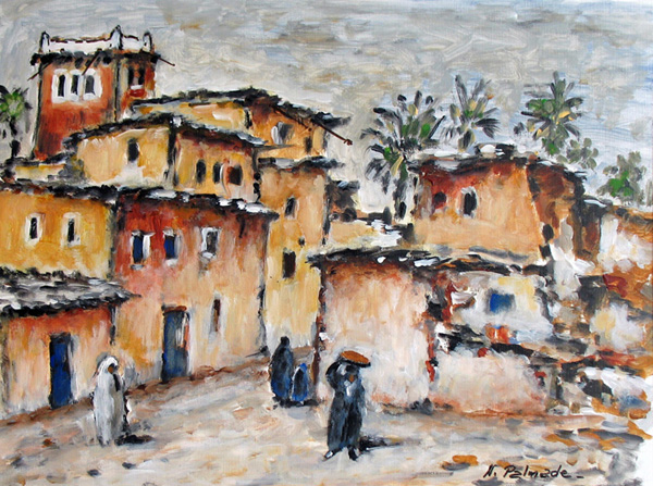 1- Village berbre rgion de Tafraoute Acrylique 39 cm x 29 cm