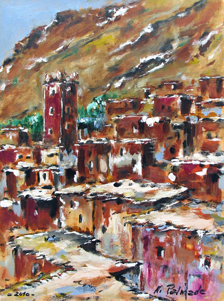 10- Kasbah dans la valle du Draa Acrylique 39 cm x 29 cm