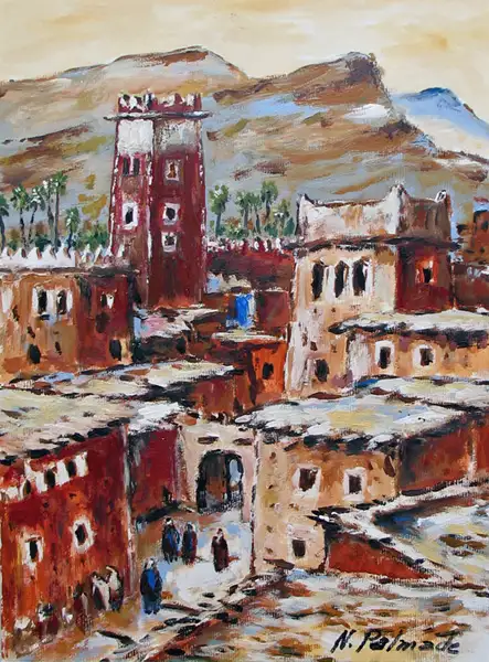 13- Kasbah dans la haute valle du Dades Acrylique 38 cm x 28 cm