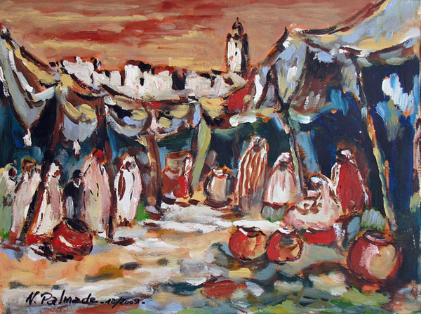 9- Souk au potier le soir Acrylique 39 cm x 29 cm