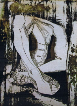 Bras croises - technique mixte - eau forte - aquatint - vernis mou - 2 couleurs