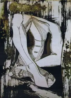 Bras croises - technique mixte - eau forte - aquatint - vernis mou - 2 couleurs