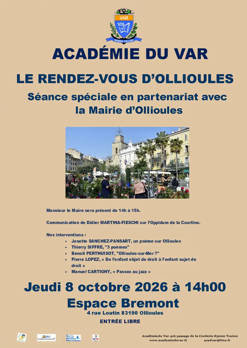 S�ance d�localis�e � Ollioules le 8 octobre 2026