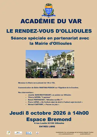 S�ance d�localis�e � Ollioules le 8 octobre 2026